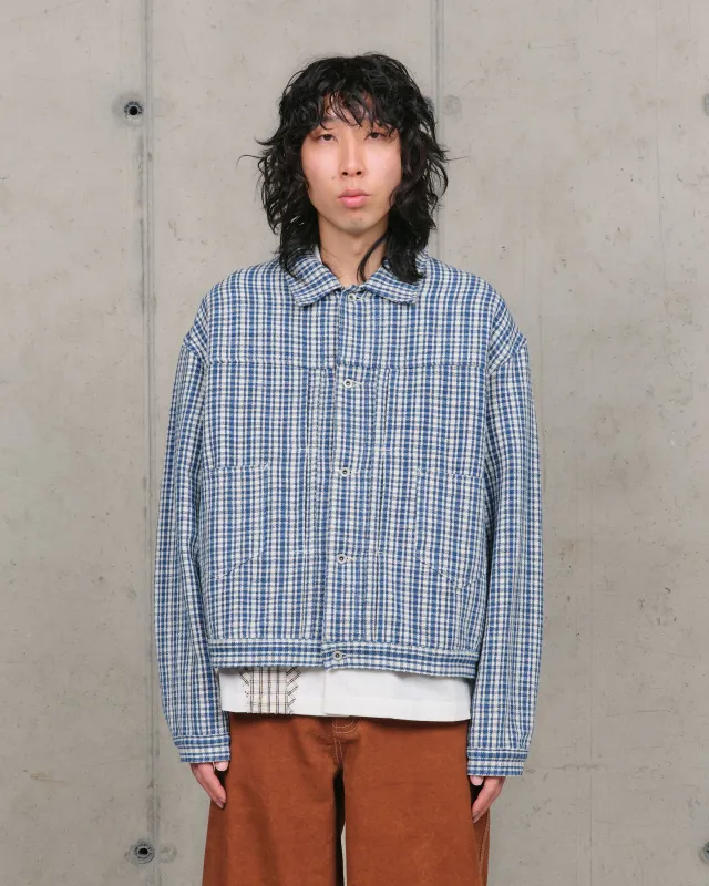 Sundae Jacket - Indigo Check Handloom made by Story Mfg.