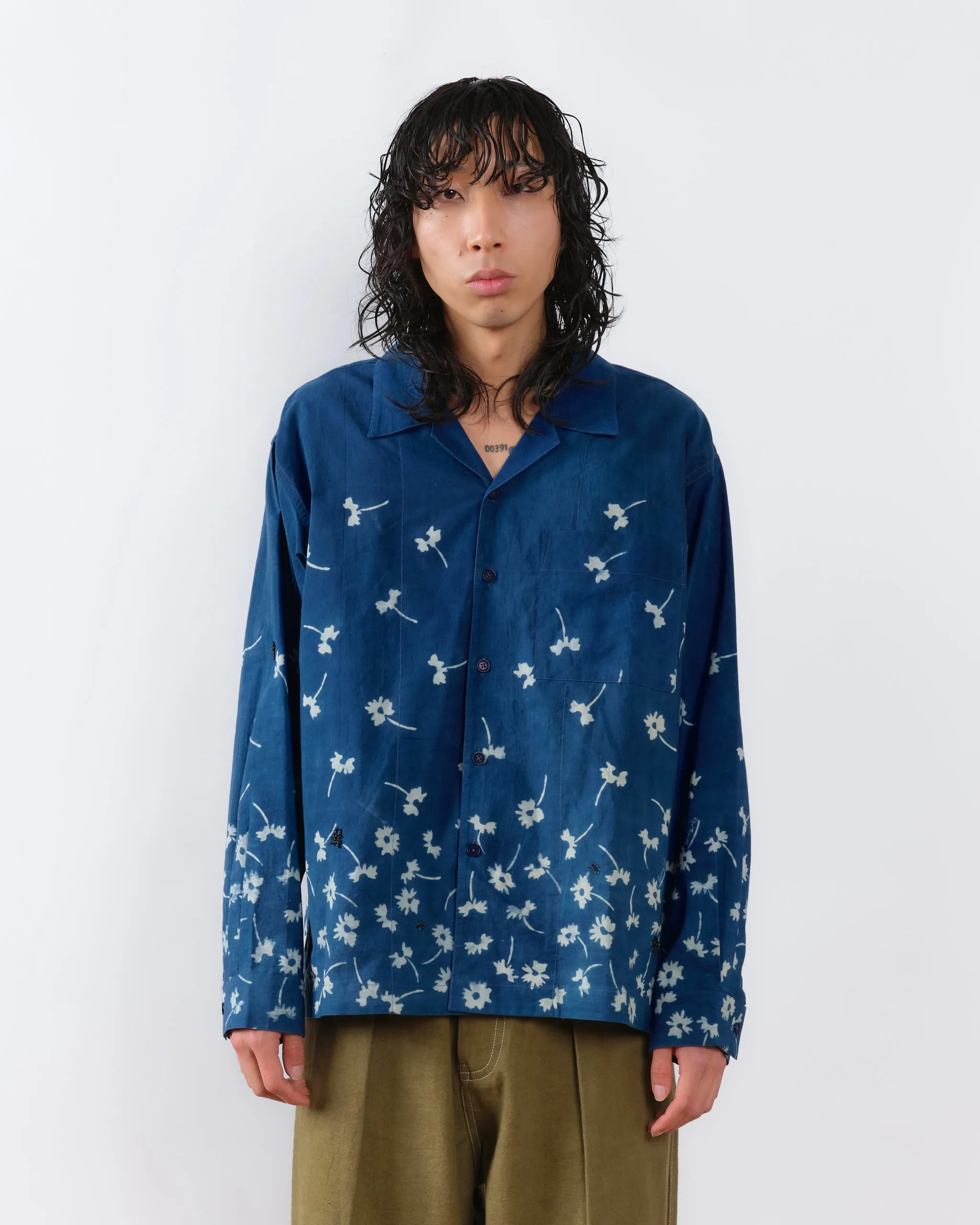 Greetings Shirt LS - Falling Daisy Indigo sold by Story Mfg. product image thumbnail 2
