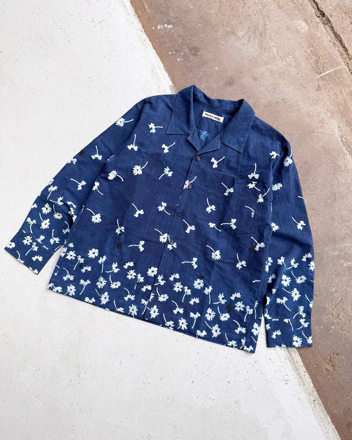 Greetings Shirt LS - Falling Daisy Indigo sold by Story Mfg. product image thumbnail 5