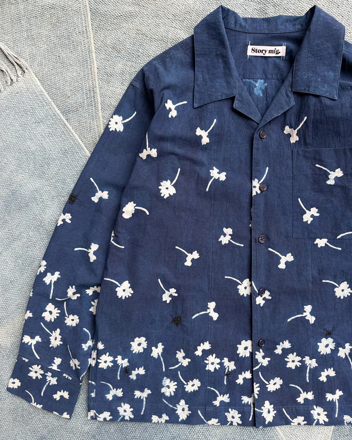 Greetings Shirt LS - Falling Daisy Indigo sold by Story Mfg. product image thumbnail 3