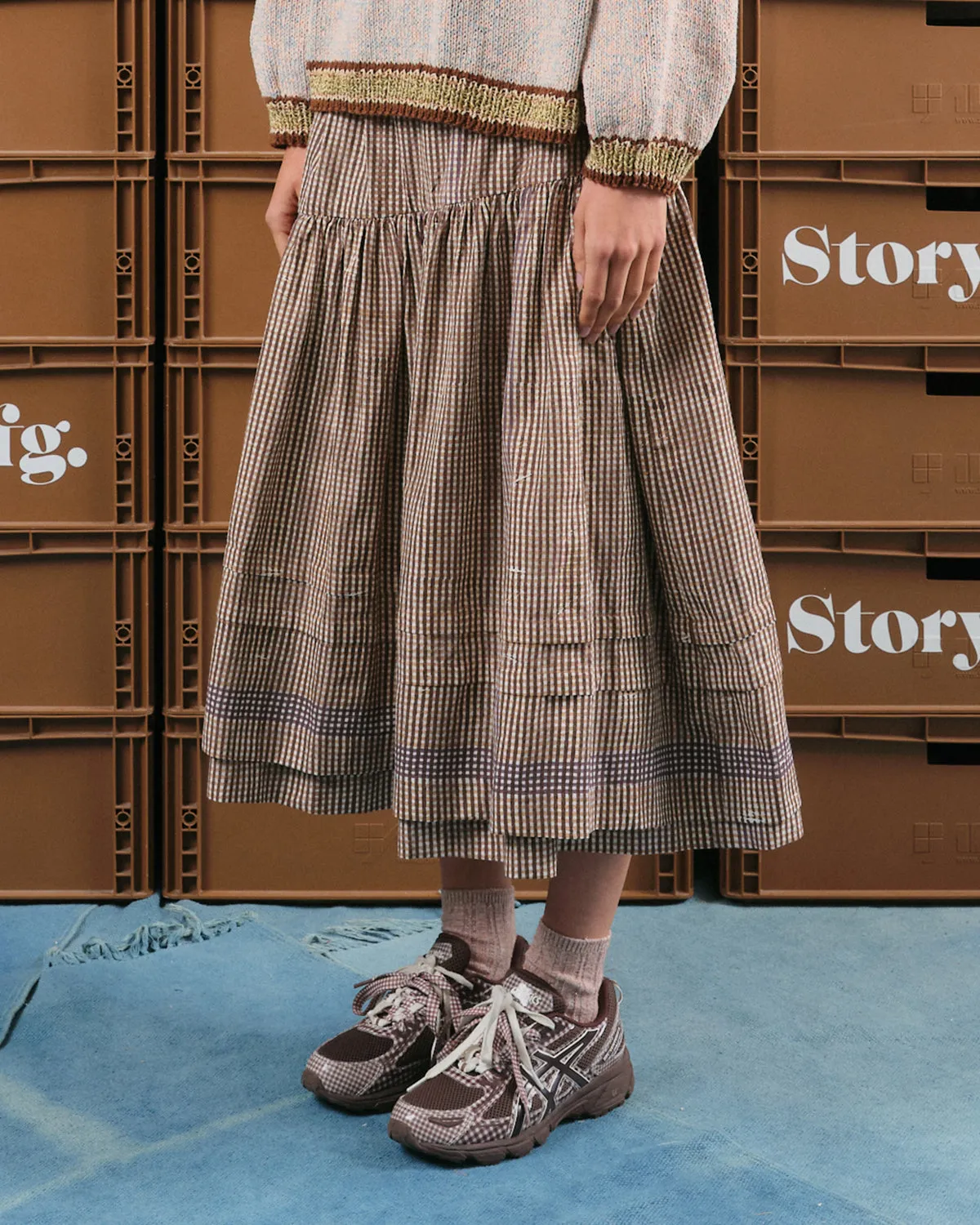 Juniper Skirt - Crispy Bark Gingham sold by Story Mfg.