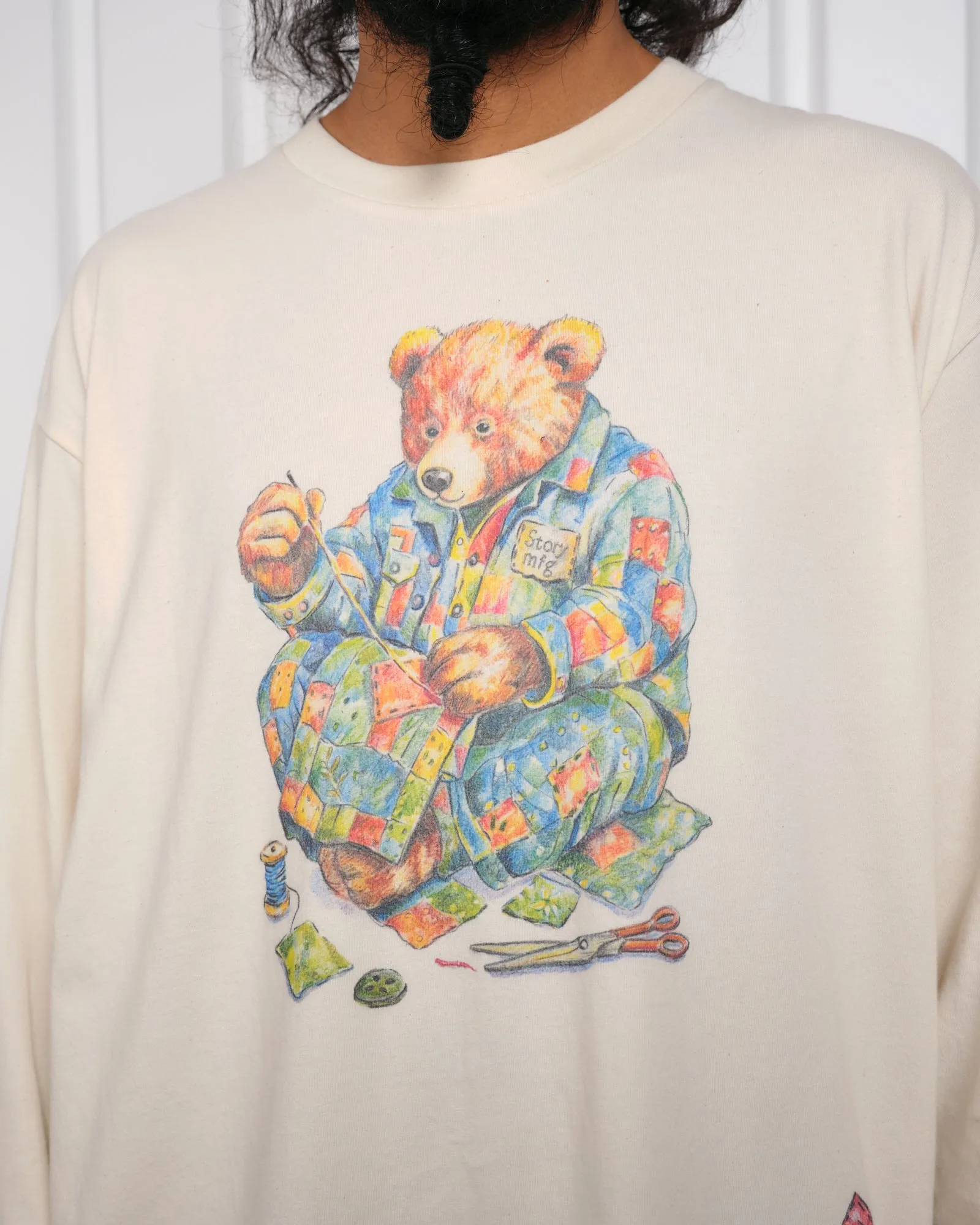 Grateful Tee LS - Ecru Patchwork Bear sold by Story Mfg. product image thumbnail 3