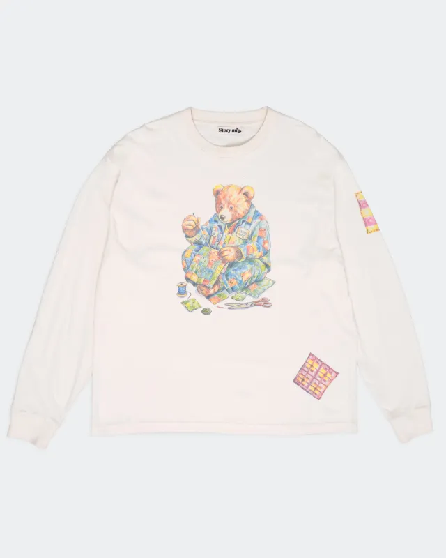 Grateful Tee LS - Ecru Patchwork Bear made by Story Mfg.
