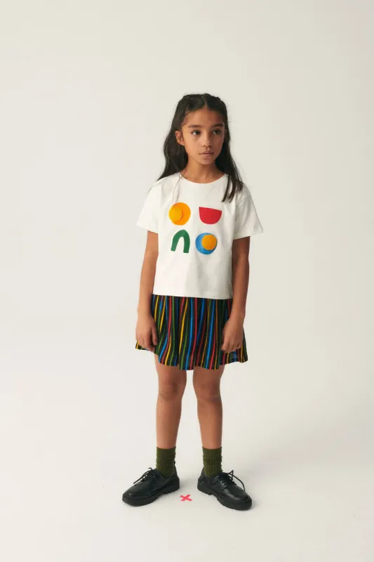Falda corta de niña con estampado de rayas multicolor sold by Compania Fantasica