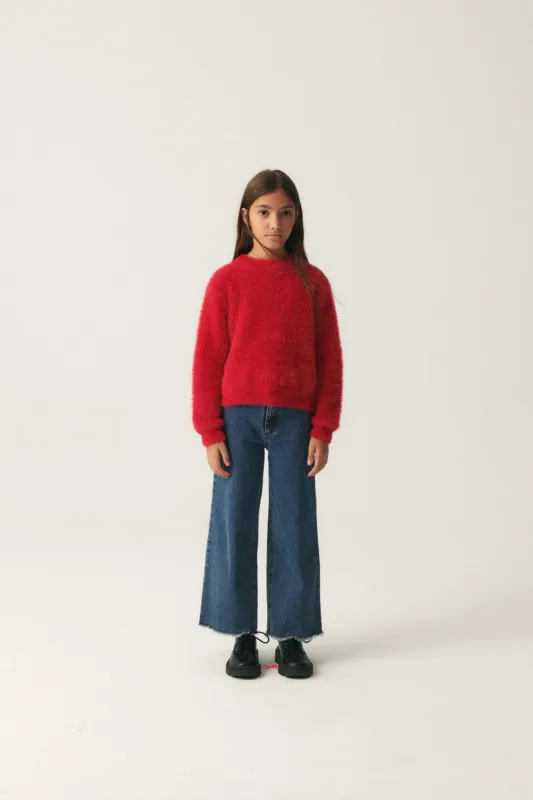 Jersey unisex de punto efecto pelo rojo sold by Compania Fantasica