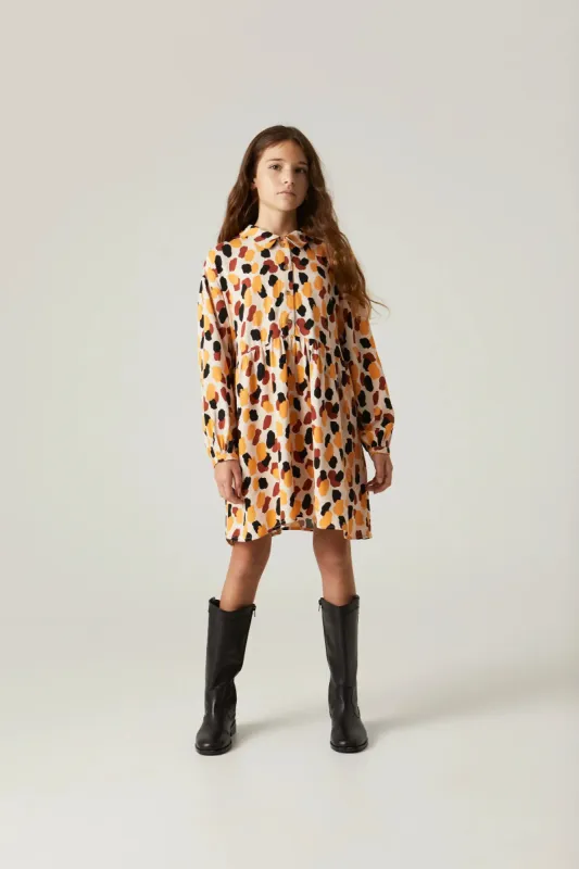 Vestido corto camisero de niña con estampado de lunares sold by Compania Fantasica