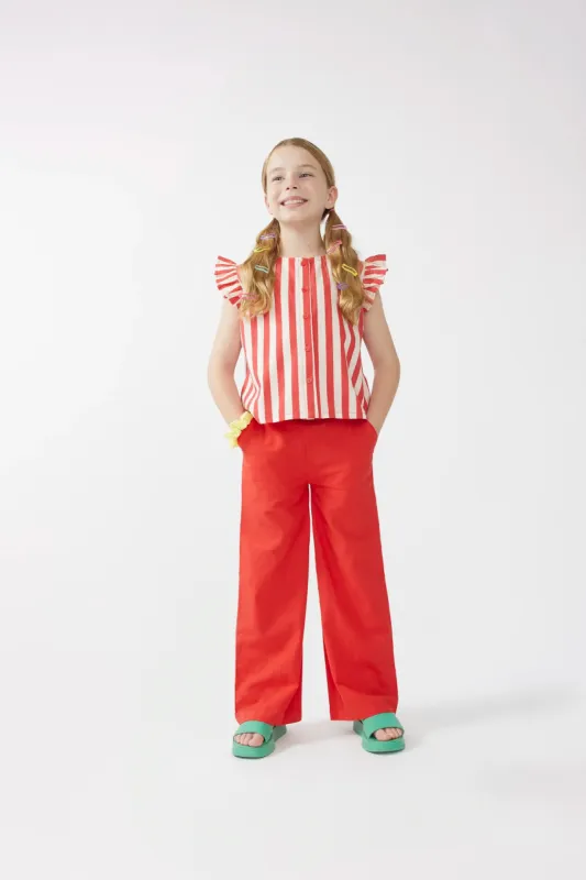 Top de niña estampado de rayas rojas sold by Compania Fantasica