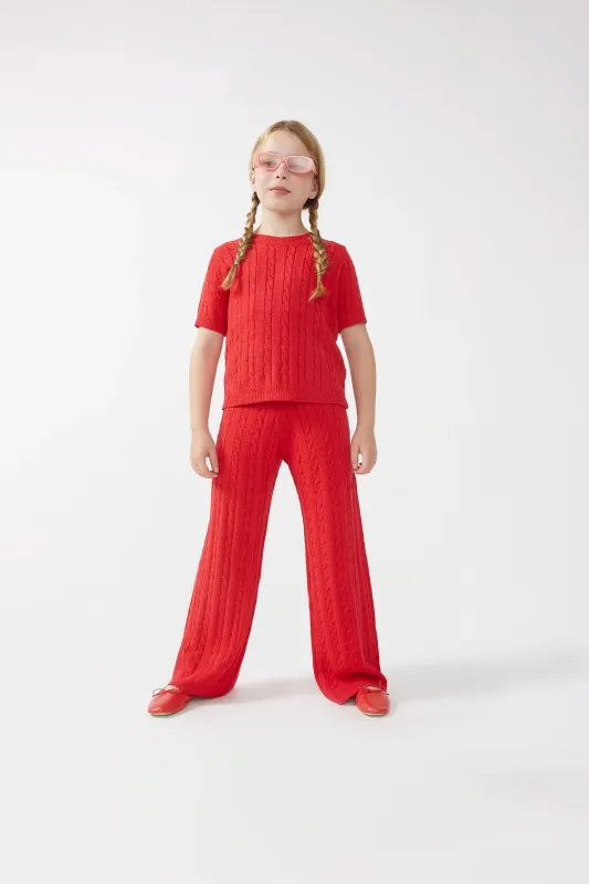 Pantalón recto de niña punto rojo sold by Compania Fantasica