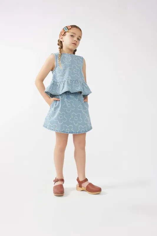 Falda corta de niña vaquera flores sold by Compania Fantasica