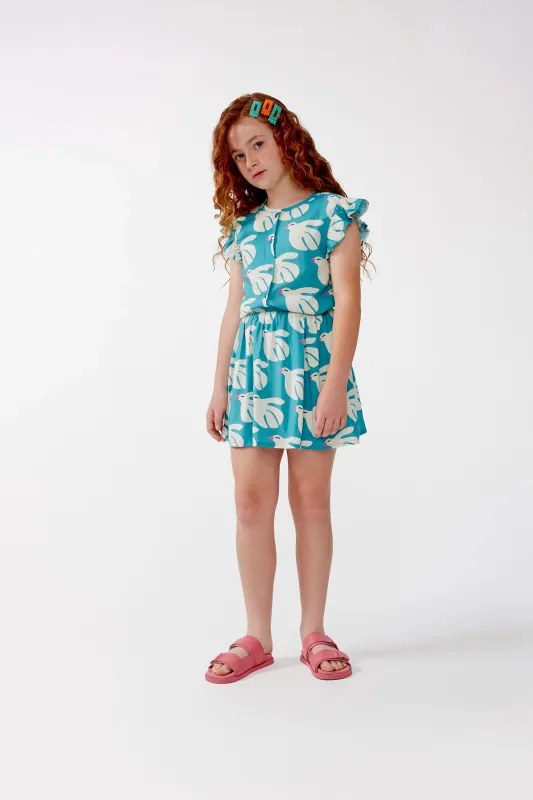 Falda corta de niña en rayón LENZING™ ECOVERO™ estampado Dove sold by Compania Fantasica