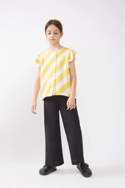 Top de niña estampado de rayas amarillas sold by Compania Fantasica