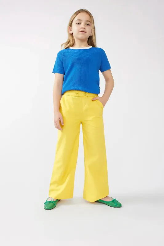 Pantalón de niña recto botones amarillo sold by Compania Fantasica
