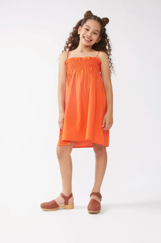 Vestido corto de niña tirantes naranja sold by Compania Fantasica