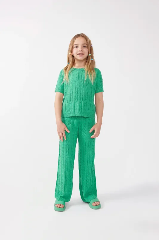 Pantalón recto de niña punto verde sold by Compania Fantasica