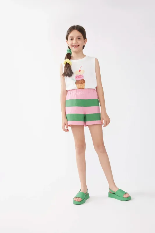 Shorts de niña rayas verdes sold by Compania Fantasica