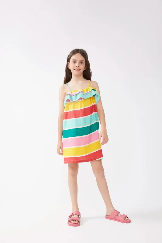 Vestido de niña estampado rayas Colour Wave sold by Compania Fantasica