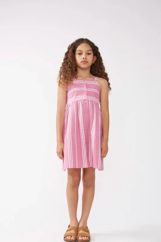 Vestido corto de niña rayas rosa sold by Compania Fantasica