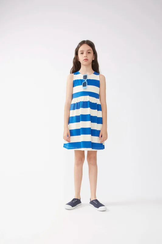 Vestido corto de niña rayas azules sold by Compania Fantasica