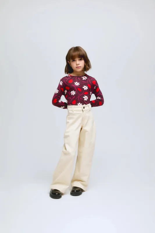 Camiseta de niña de manga larga con estampado floral Tulip sold by Compania Fantasica