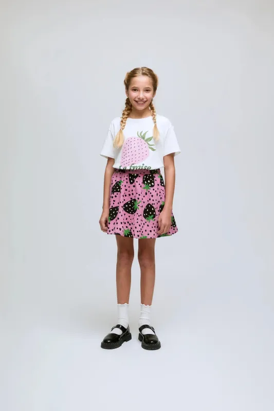 Falda corta de niña con estampado de fresas Morango sold by Compania Fantasica