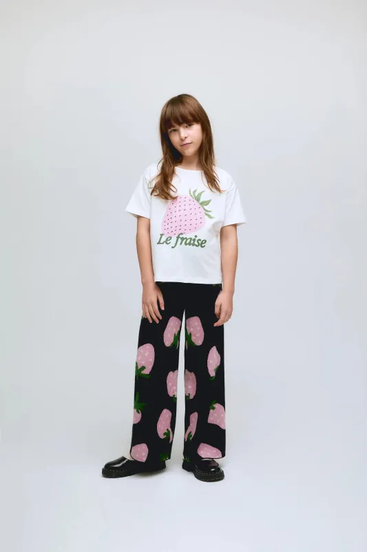 Camiseta de manga corta blanca de niña con estampado de fresa. sold by Compania Fantasica