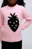 Jersey de niña de punto rosa con print de fresa sold by Compania Fantasica