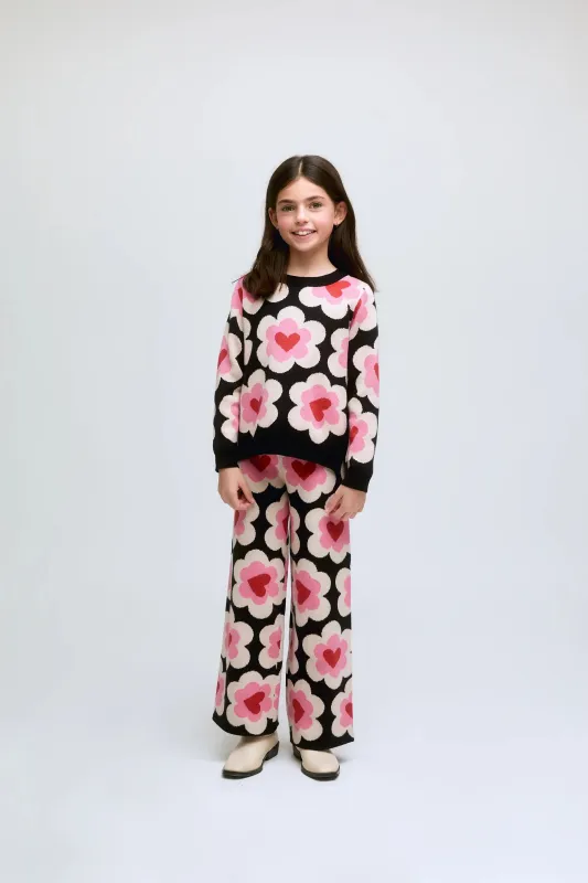 Pantalón de niña punto estampado de corazones SweetHeart sold by Compania Fantasica