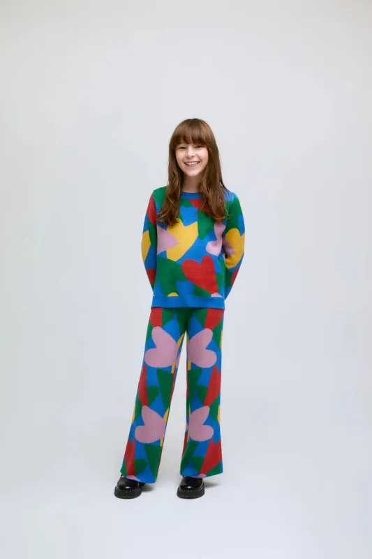 Pantalón de niña punto estampado de corazones Cupido sold by Compania Fantasica