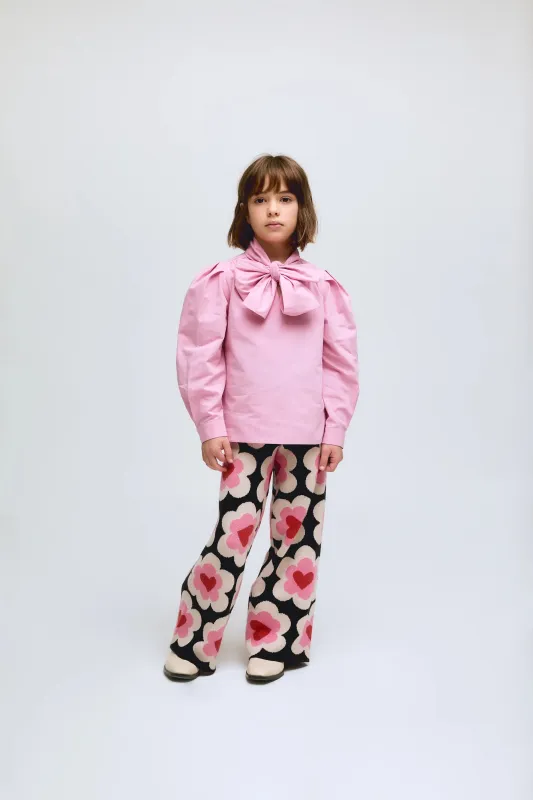 Camisa rosa de algodón con lazo al cuello sold by Compania Fantasica