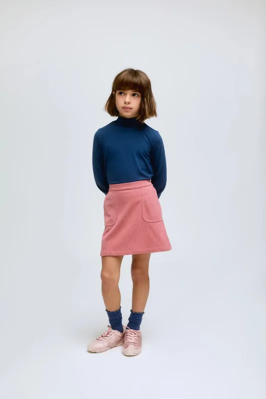 Jersey de niña azul de cuello alto y puños fruncidos sold by Compania Fantasica