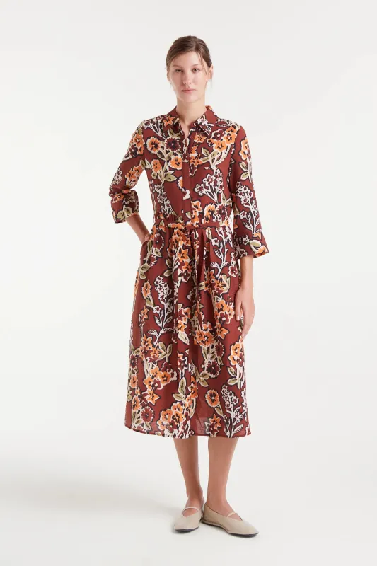 Vestido midi crepé ligero con estampado Daisy sold by Compania Fantasica