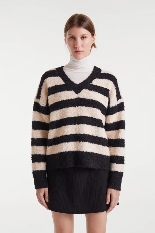 Jersey de punto con textura rayas blanco y negro sold by Compania Fantasica