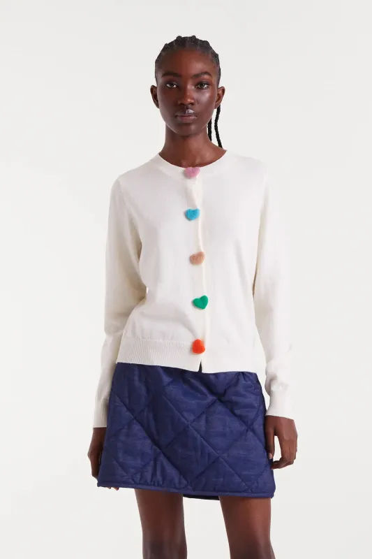 Cárdigan punto con detalle de corazones blanco sold by Compania Fantasica