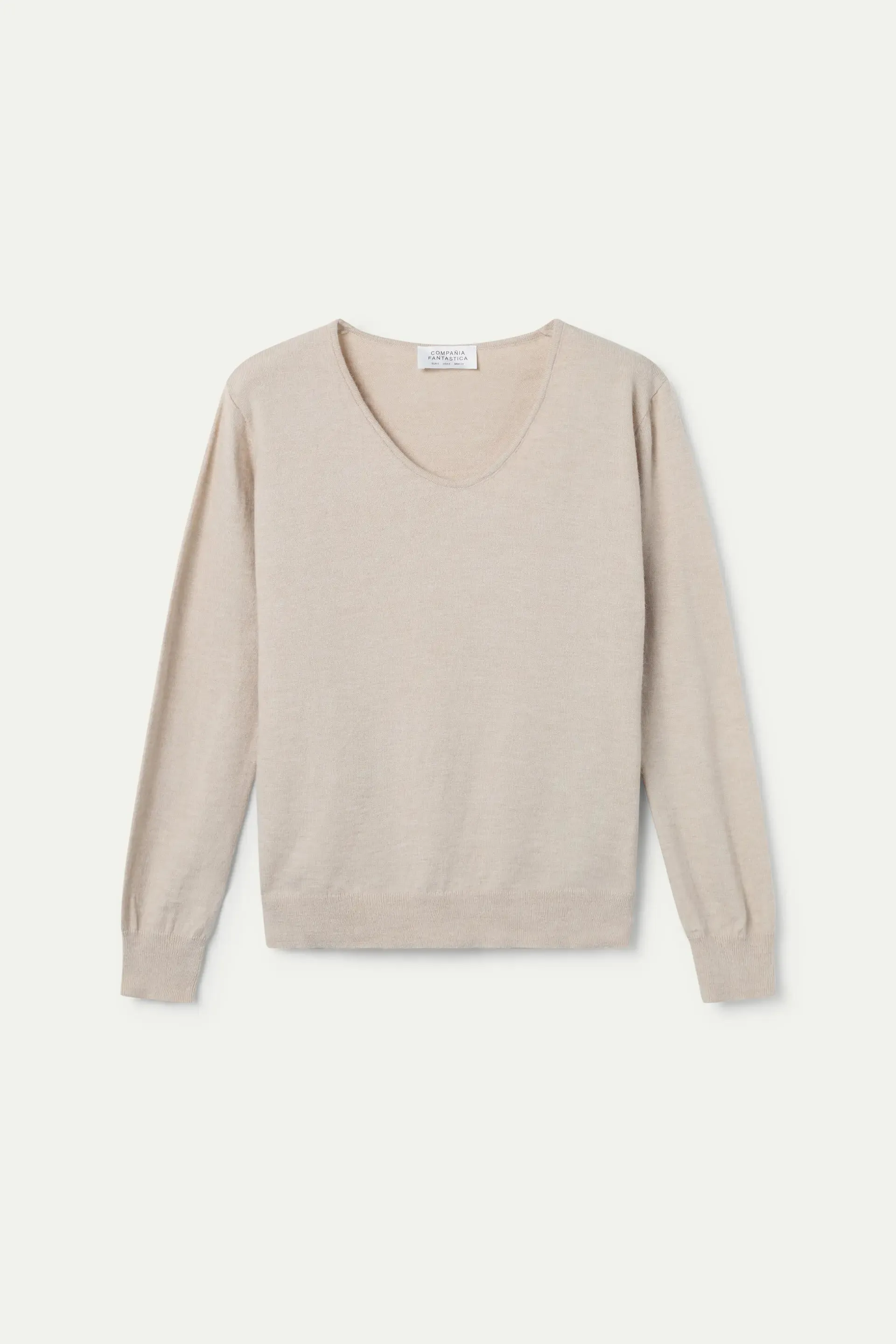 Jersey de punto cuello pico beige sold by Compania Fantasica product image thumbnail 2