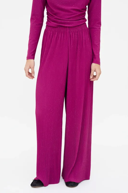 Pantalón crepé plisado con lúrex magenta sold by Compania Fantasica