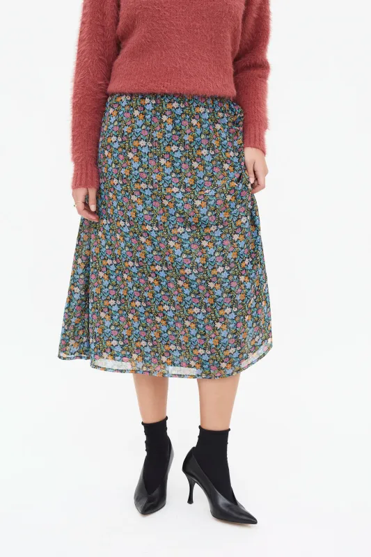 Falda midi con estampado Flowers Lurex sold by Compania Fantasica