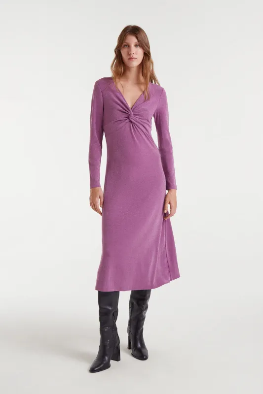 Vestido midi lila con escote anudado sold by Compania Fantasica