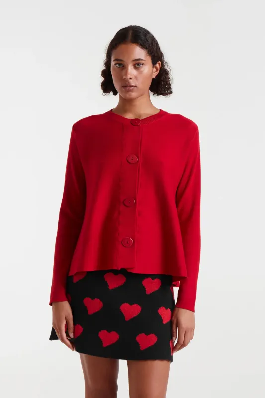 Cárdigan de punto evasé rojo sold by Compania Fantasica