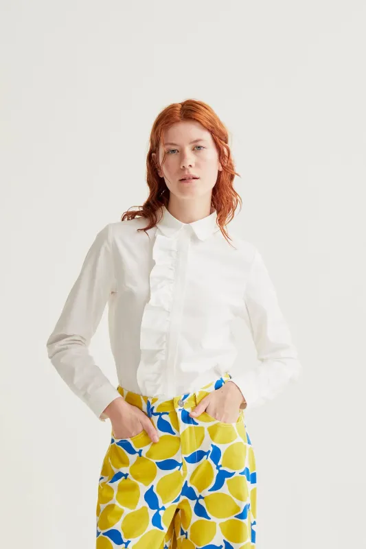 Camisa 100% algodón blanco con volante made by Compania Fantasica