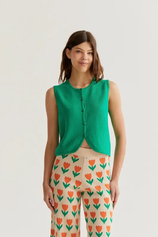 Top chaleco punto verde made by Compania Fantasica