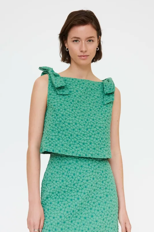 Top con textura floral verde made by Compania Fantasica
