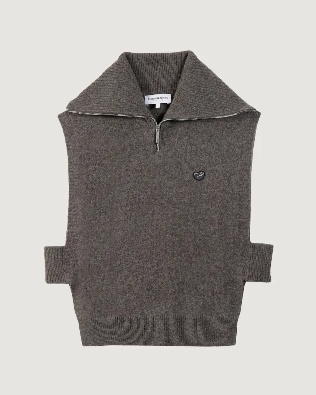 "Patch Coeur" Chanaleilles sleeveless sweater made by Maison Labiche