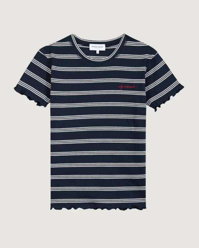 "Cafe Croissant" folies ribbed t-shirt sold by Maison Labiche