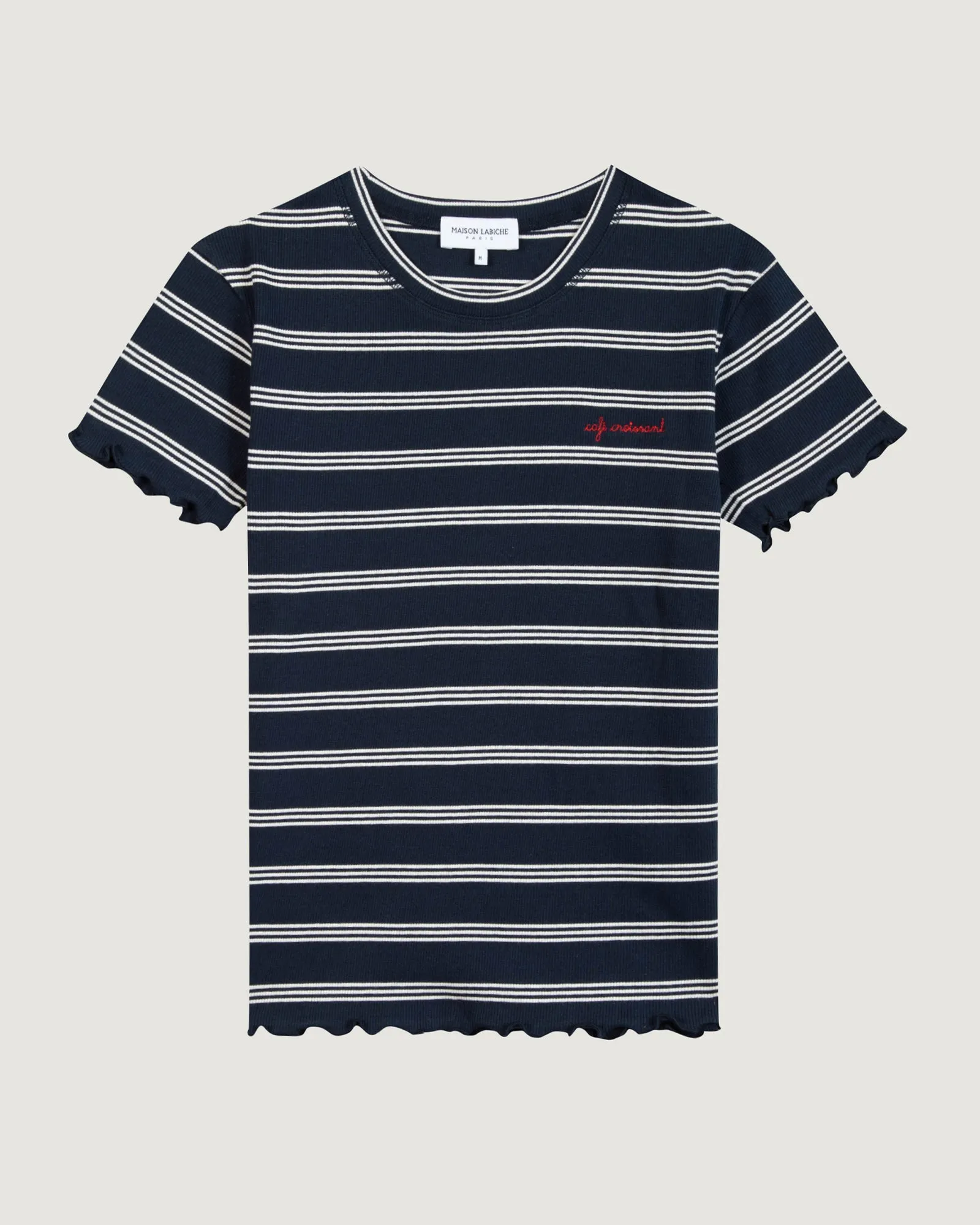 "Cafe Croissant" folies ribbed t-shirt sold by Maison Labiche