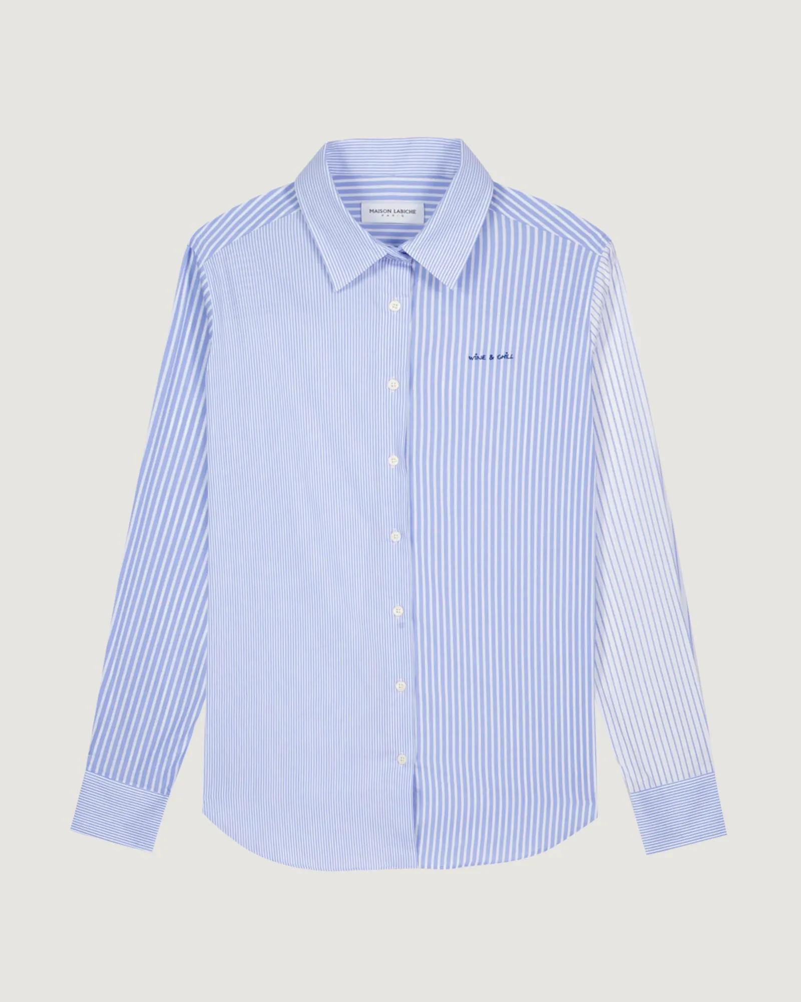 'wine & Chill' dewet popelin shirt sold by Maison Labiche