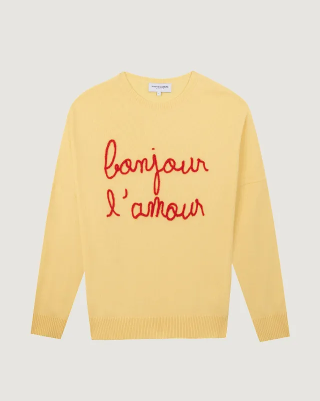 "Bonjour L Amour" buzelin cashmere sweater sold by Maison Labiche