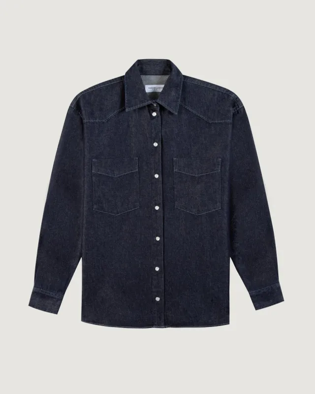 "Embroidery Tutorial" Denim monselet shirt sold by Maison Labiche
