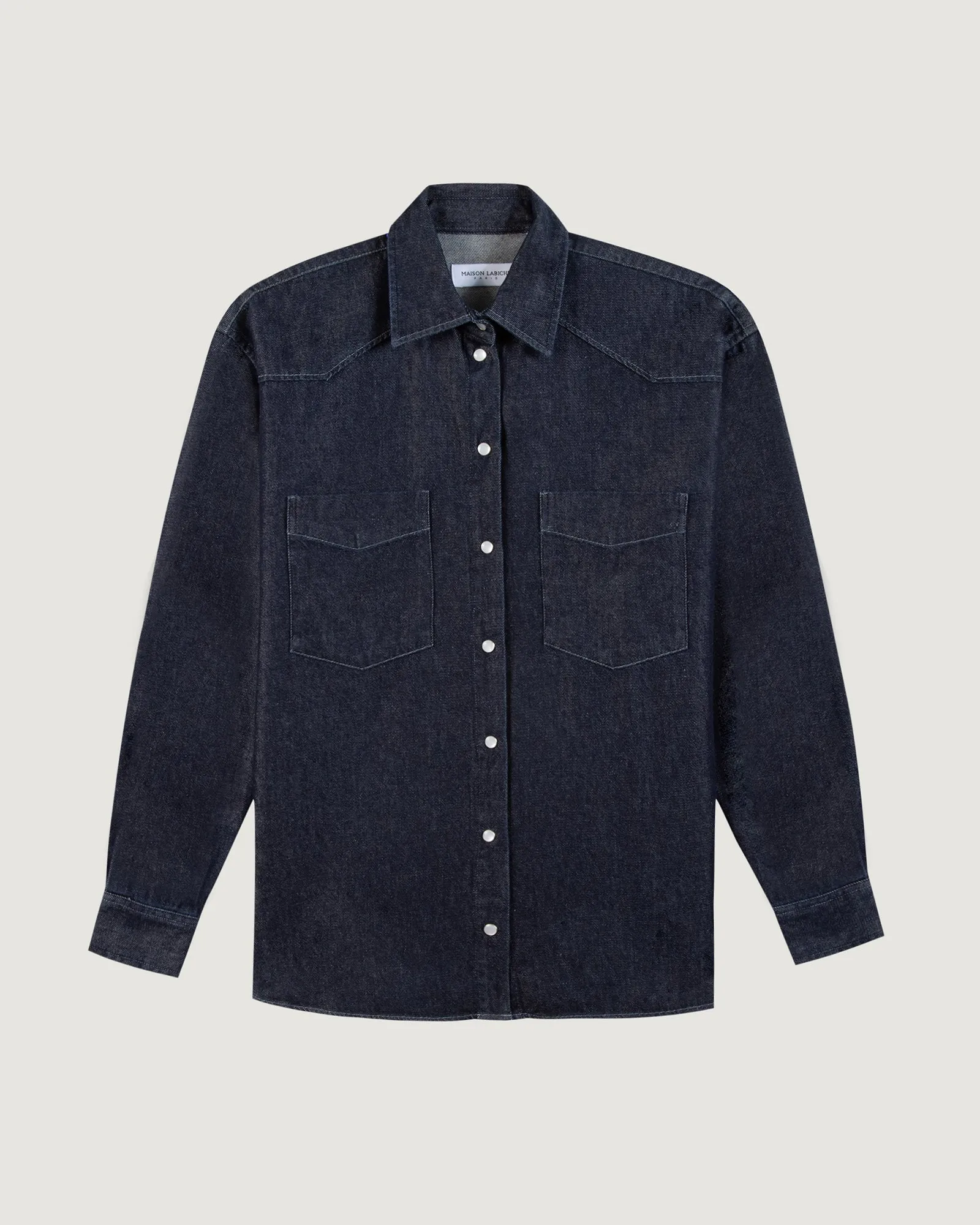 "Embroidery Tutorial" Denim monselet shirt sold by Maison Labiche