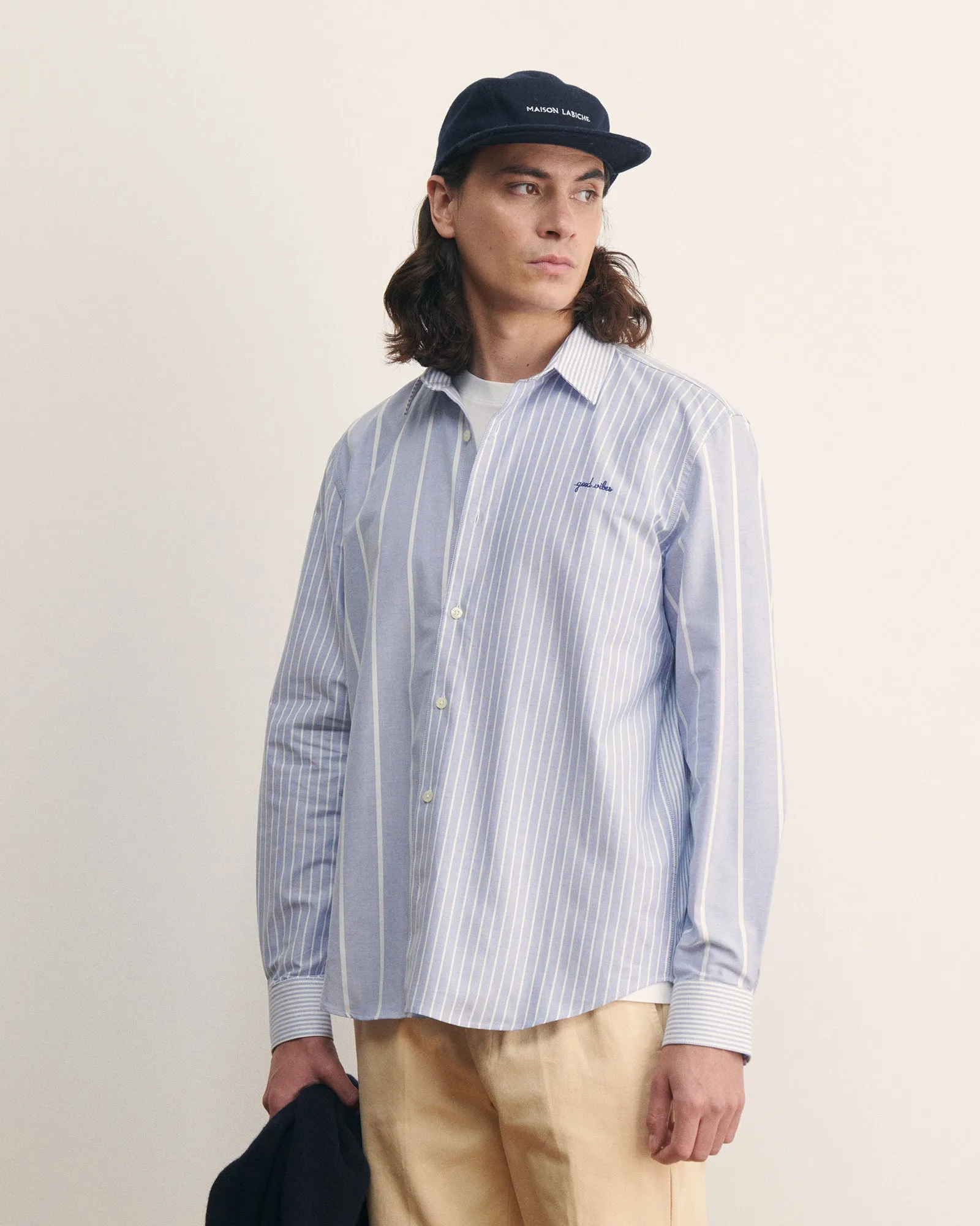 "Good Vibes" breteuil oxford shirt sold by Maison Labiche product image thumbnail 2