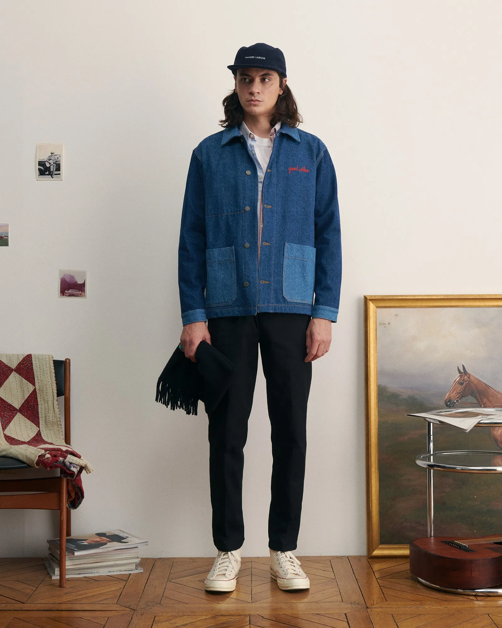 "Good Vibes" sébasto patchwork denim jacket sold by Maison Labiche product image thumbnail 2